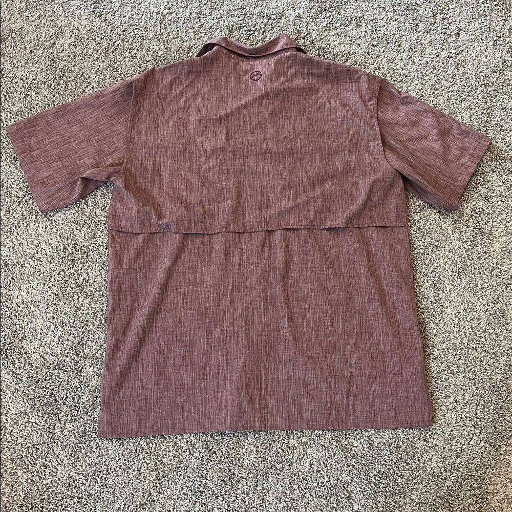 Magellan Outdoors Men's Maroon/Purple Casual Button Down Shirt - Picture 5 of 5
